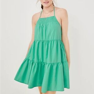 AE High-Neck Poplin Halter Mini Dress